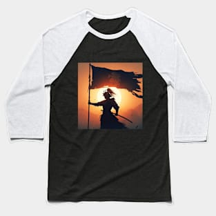 Samurai Dragon Banner Baseball T-Shirt